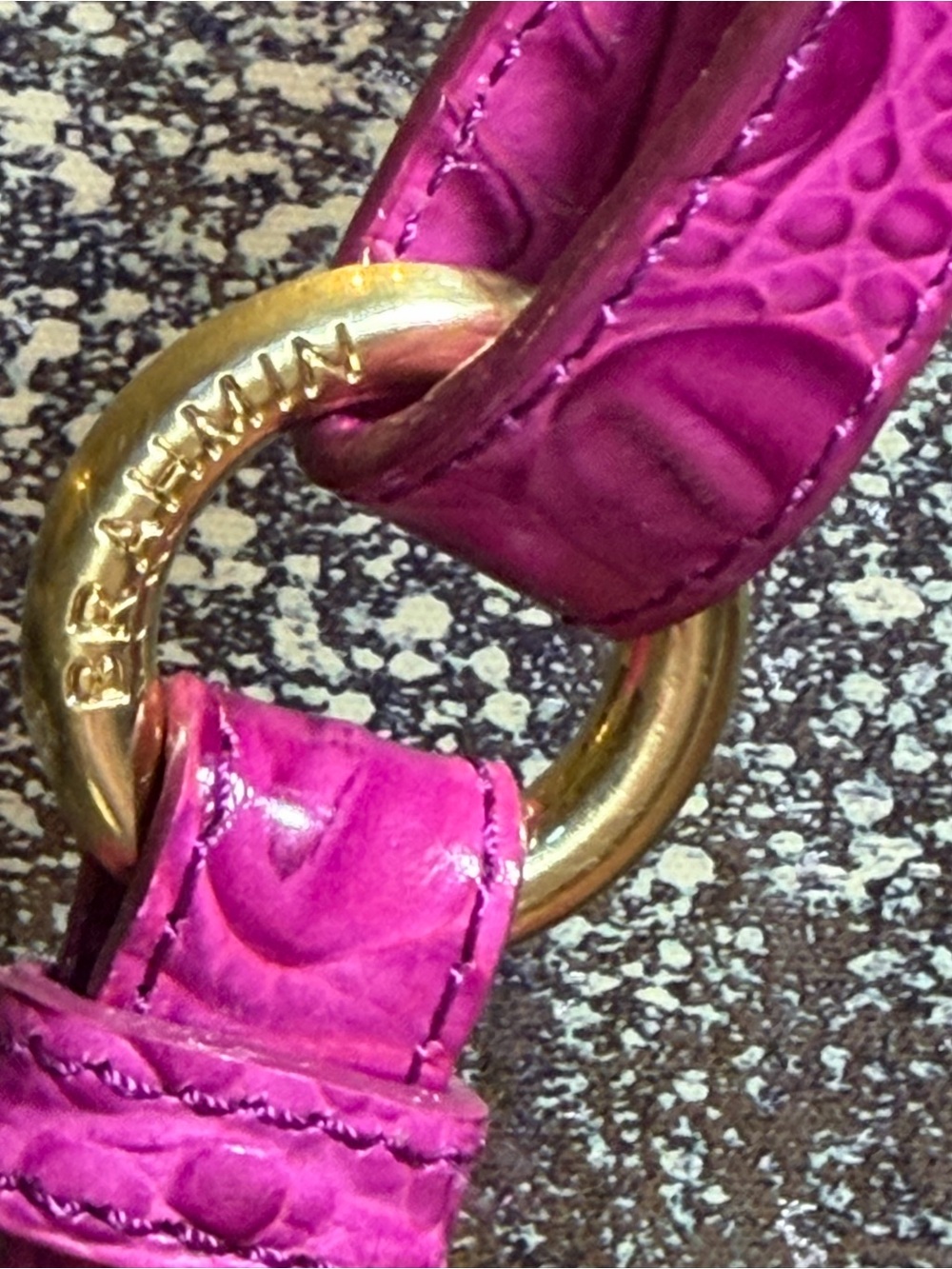 Brahmin Barbiecore Jody Hot Pink Melbourne Croc Leather Crossbody Bag - Picture 10 of 16